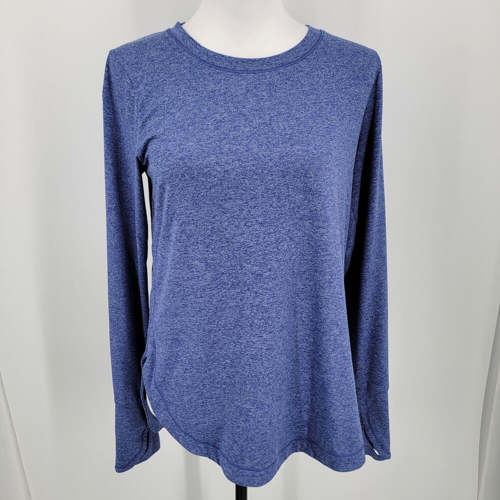 Athleta Top Womens Small Blue Heathered Long Sleeve Crew Neck Thumbholes